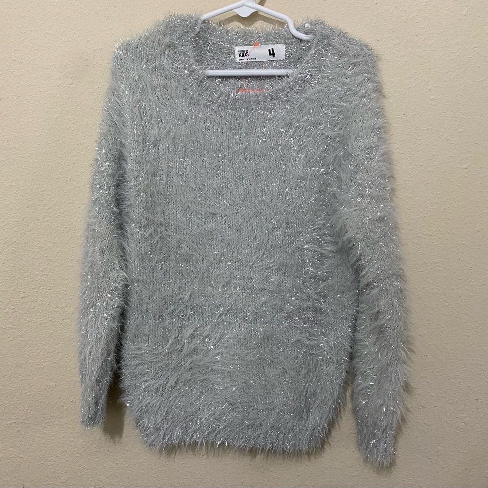 Cotton On Kids Grey & Silver fuzzy sweater 4T